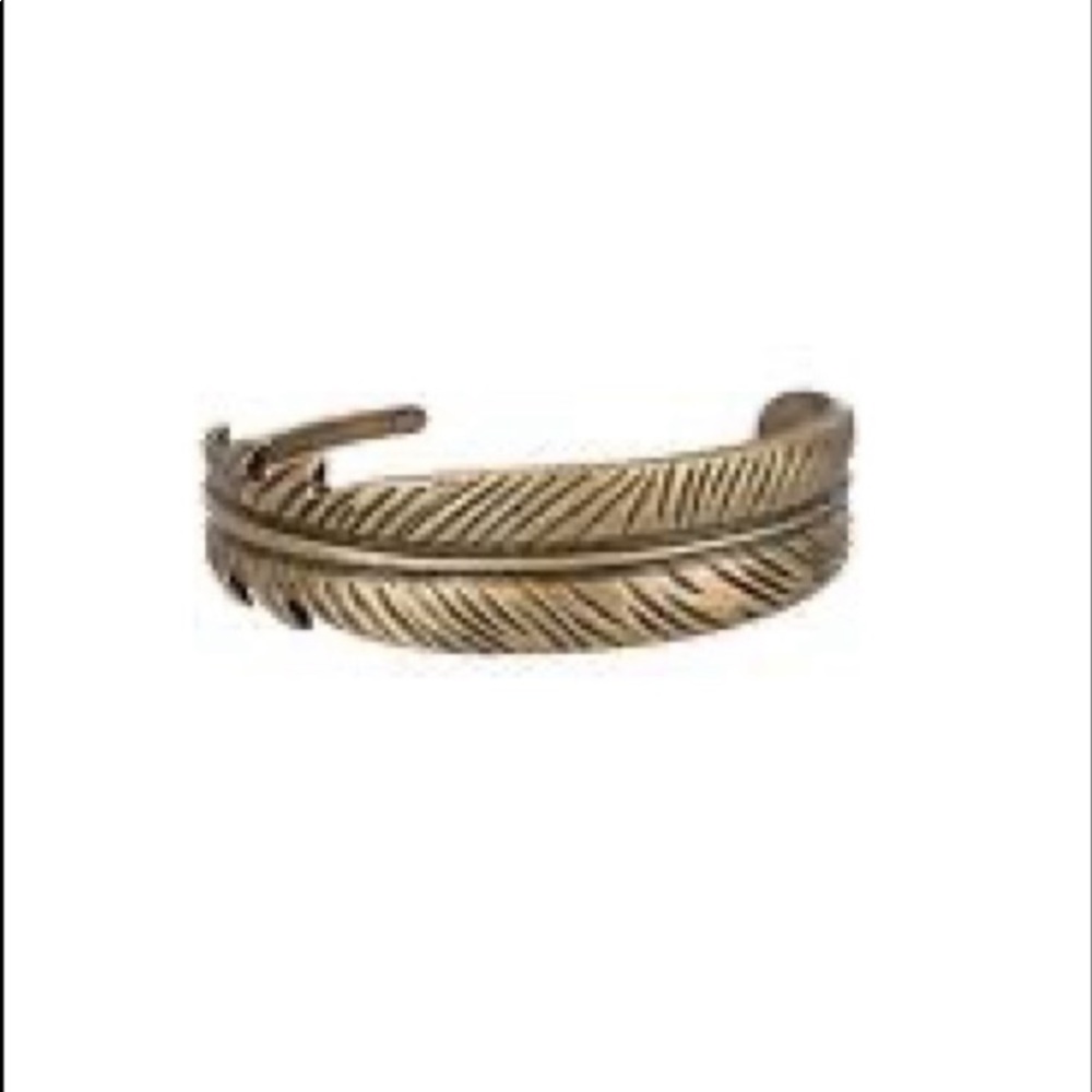 Brass feather cuff bracelet